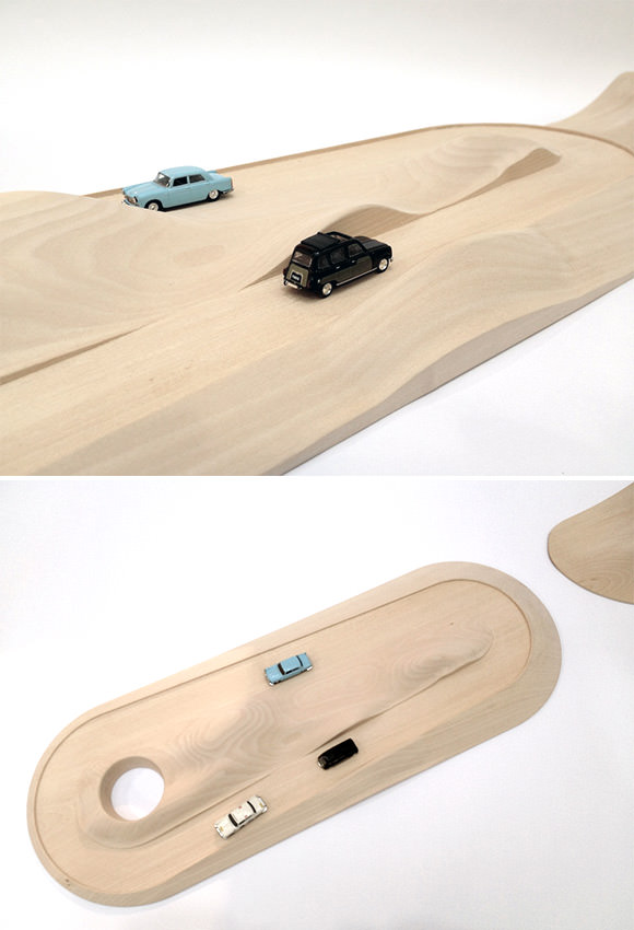 Modern Wooden Toy Car Track & Mountain