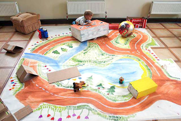 DIY Hand-Painted Road Map Play Set