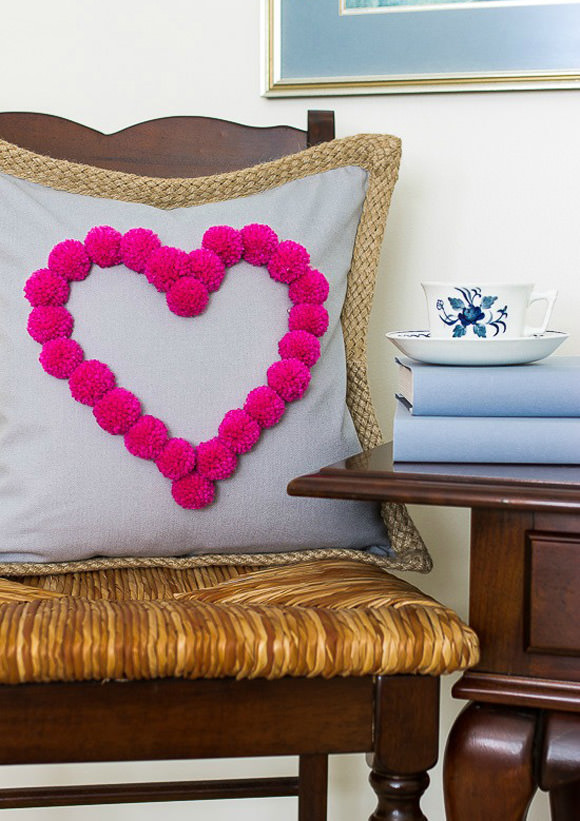 DIY Heart Pom-Pom Pillow