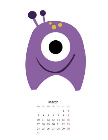 DIY Printable Monster Calendar