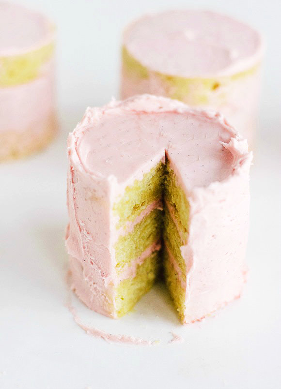 Mini Cakes with Sour Cherry Vanilla Bean Frosting