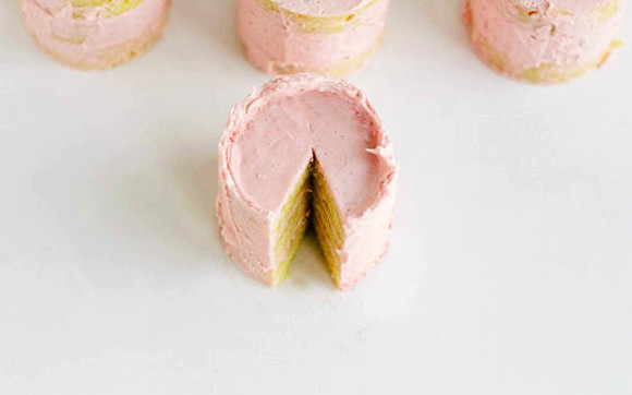 Mini Cakes with Sour Cherry Vanilla Bean Frosting