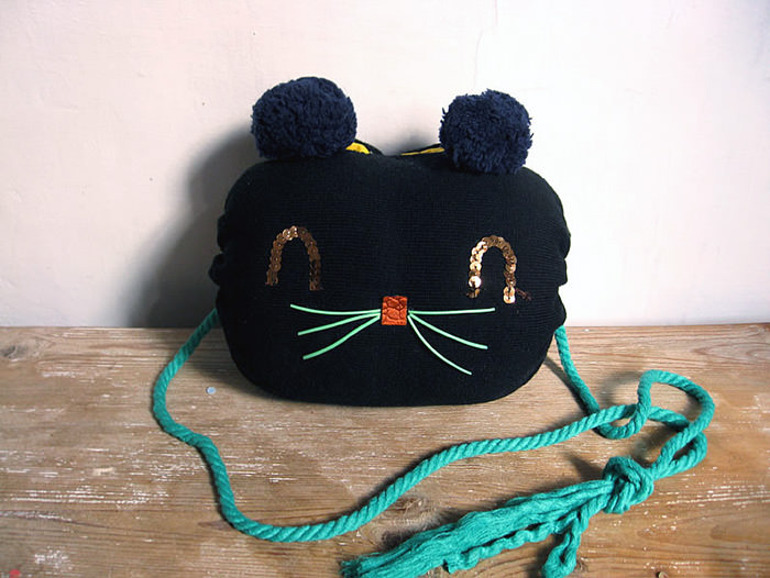 Make A Super Cute Upcycled Kitty Hand Muff & Pouch