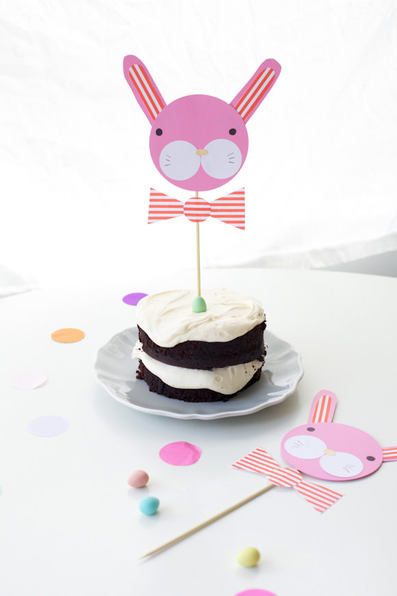 DIY Bow-Tied Bunny Cake Toppers