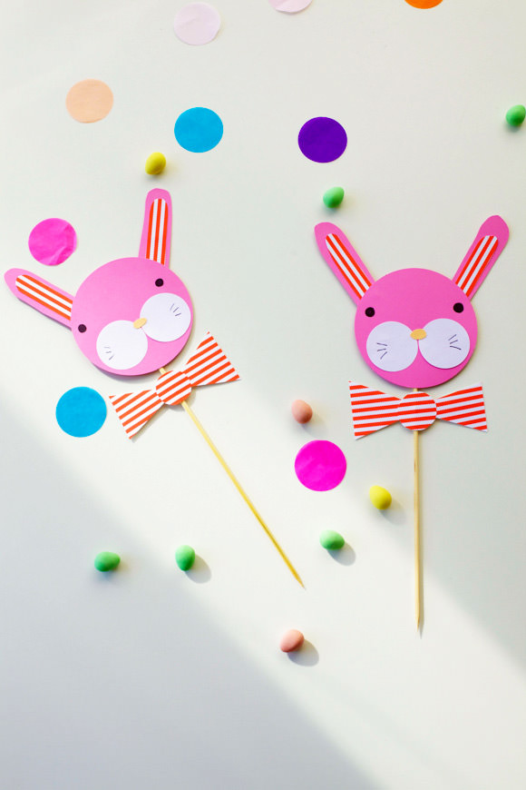 DIY Bow-Tied Bunny Cake Toppers