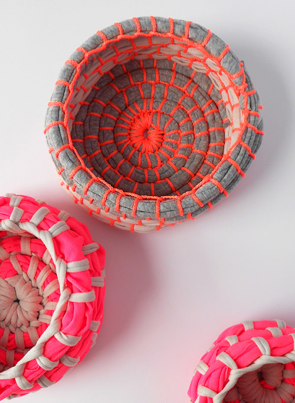 DIY Neon Fabric Coil Bowls