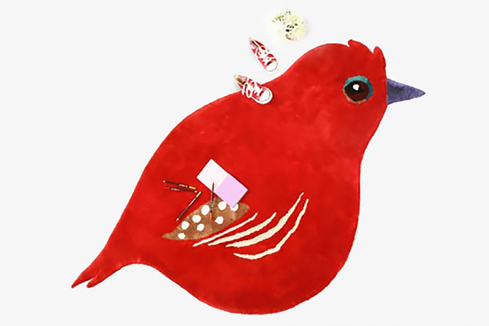 Handmade Cardinal Bird Rug by Little Caber