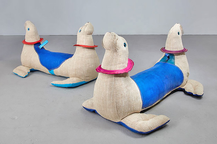 Double-Face Jute & Leather Seal Toys by Renate Muller