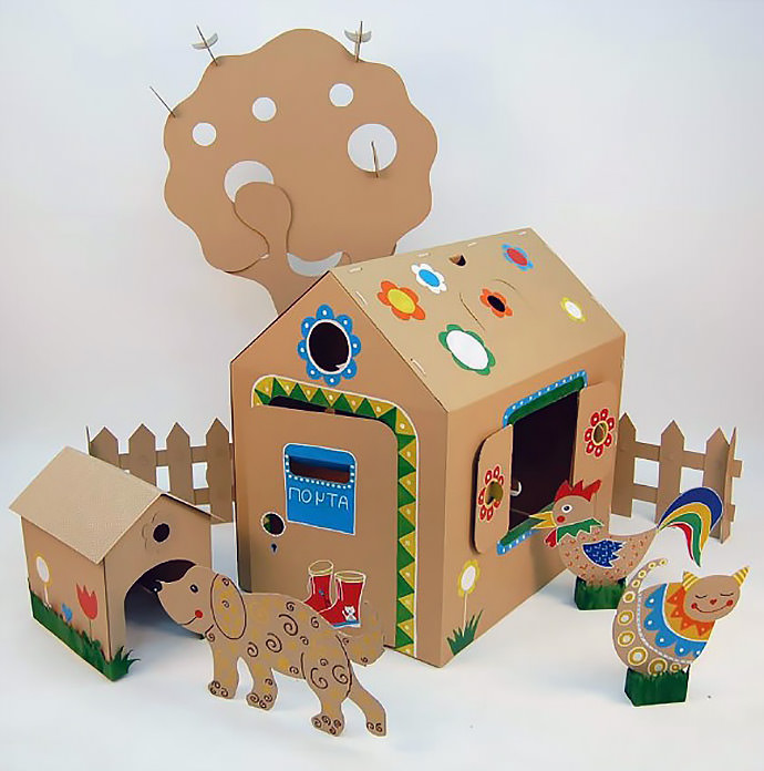 DIY Cardboard House Scene by Cardboard Dad
