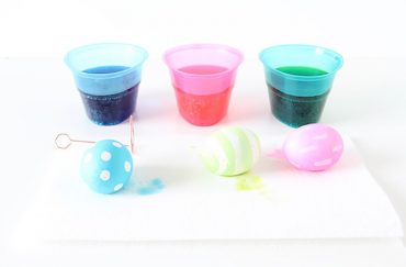 Here's a fun + simple technique to dye Easter egg patterns using rubber cement.