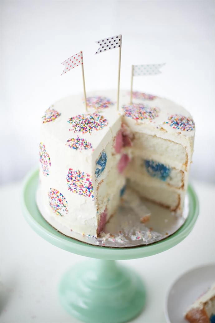 Polka Dot Inside-And-Out Birthday Cake