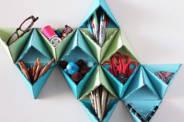 DIY Triangular Wall Storage System via Brit & Co