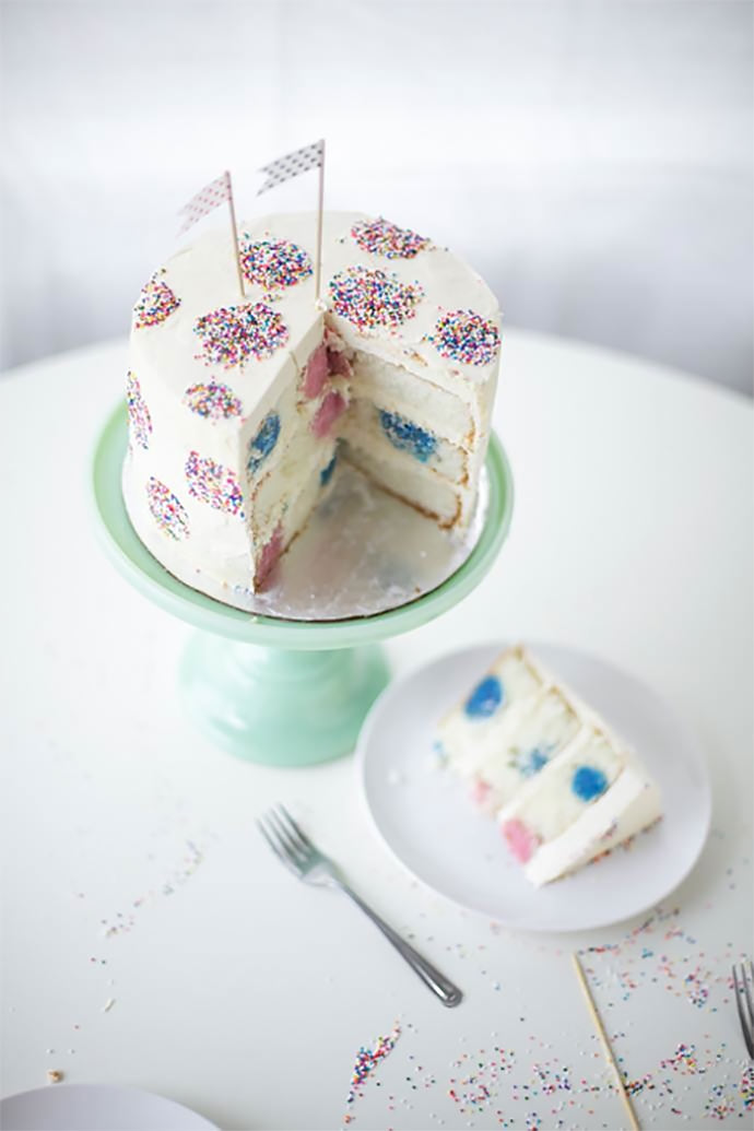 Polka Dot Inside-And-Out Birthday Cake