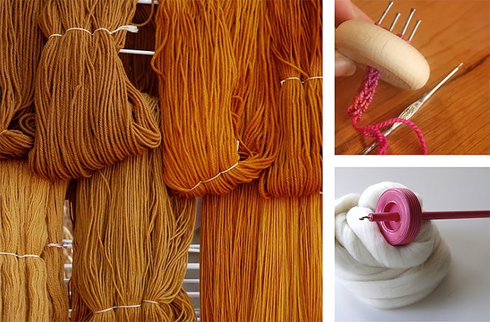 DIY yarn dyeing, spinning, and knitting projects