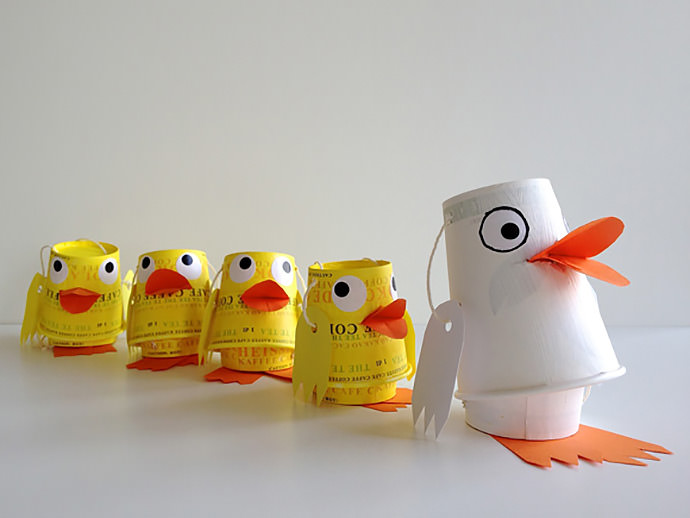 DIY Paper Cup Duck Family Puppets