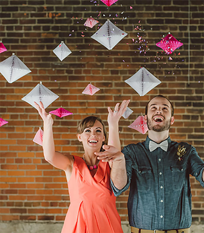 DIY Geometric Honeyconb Backdrop via Confetti Pop