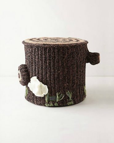 Crocheted Tree Stump Pouf by Miga de Pan and Seletti