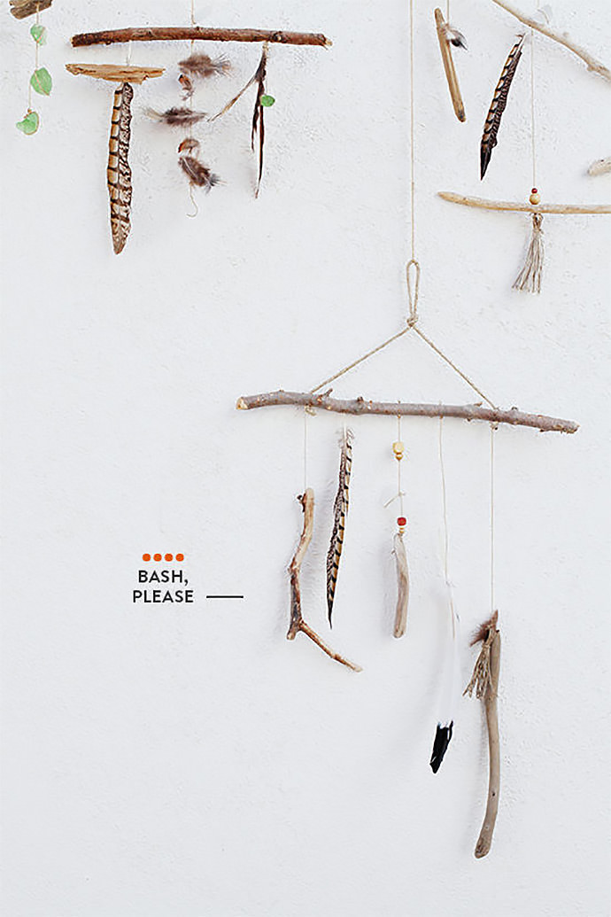 DIY Feather and Stick Mobiles via Design Love Fest