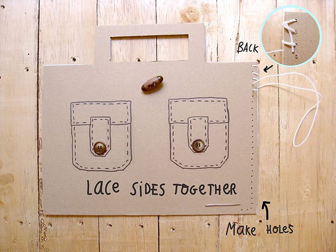 DIY Laced Cardboard Handbags