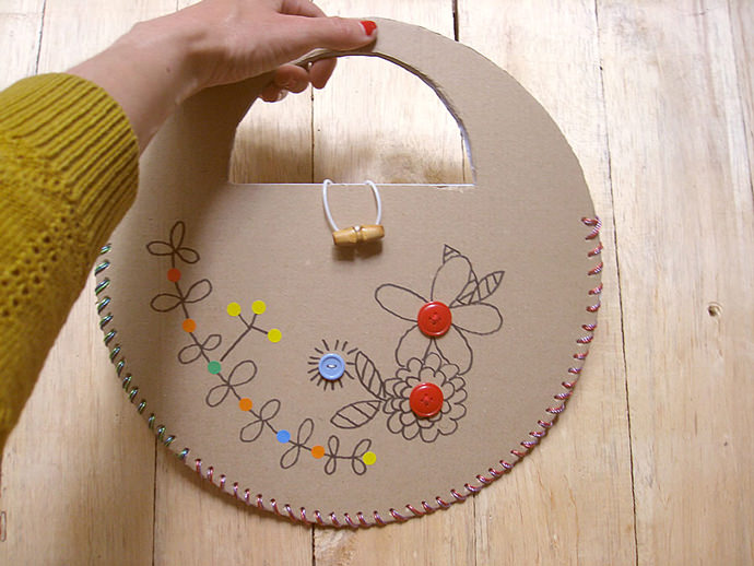 DIY Laced Cardboard Handbags