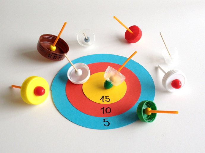 DIY Recycled Spinning Top Game Boards