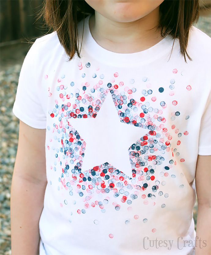 DIY Eraser Stamped Shirt via Cutesy Crafts