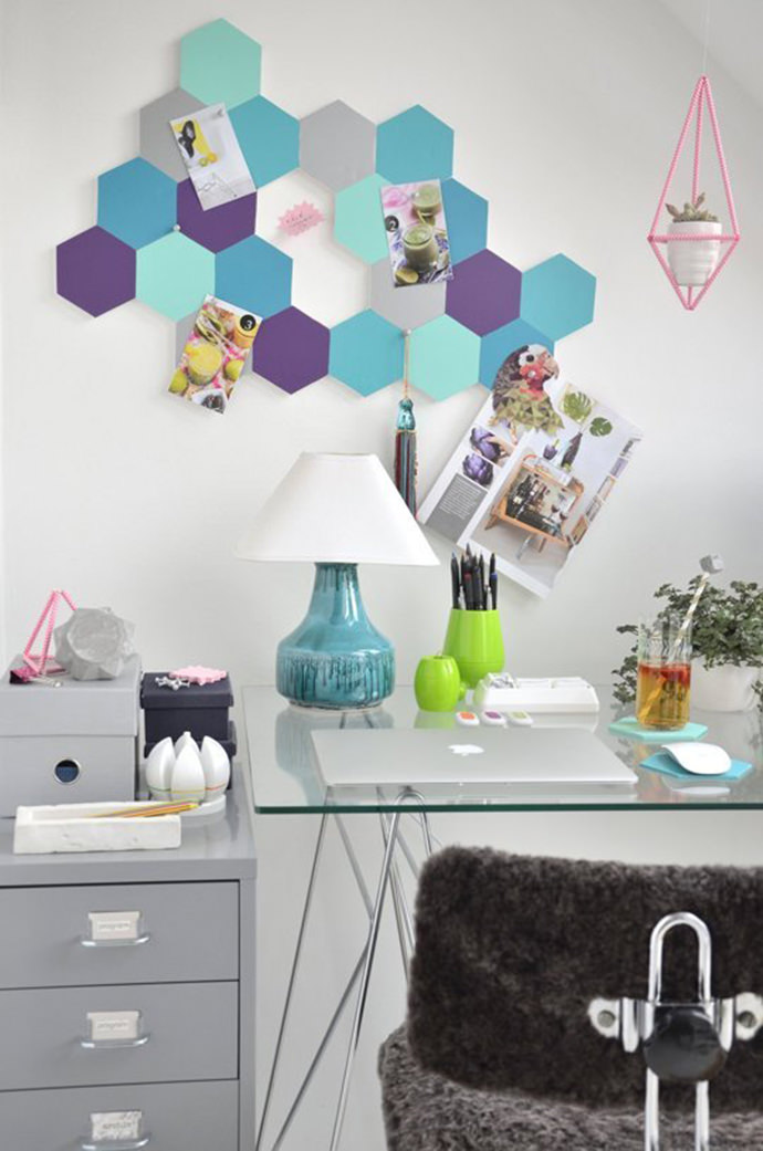 Honeycomb Pin board at Apartment Therapy