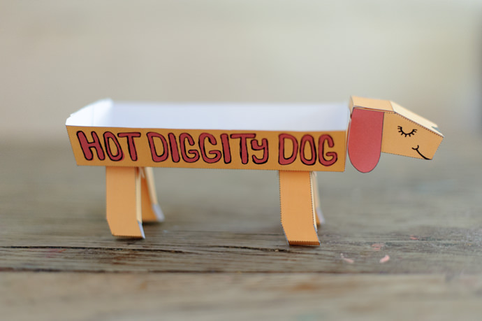 Printable  Hot Diggity Dog Hot Dog Holders