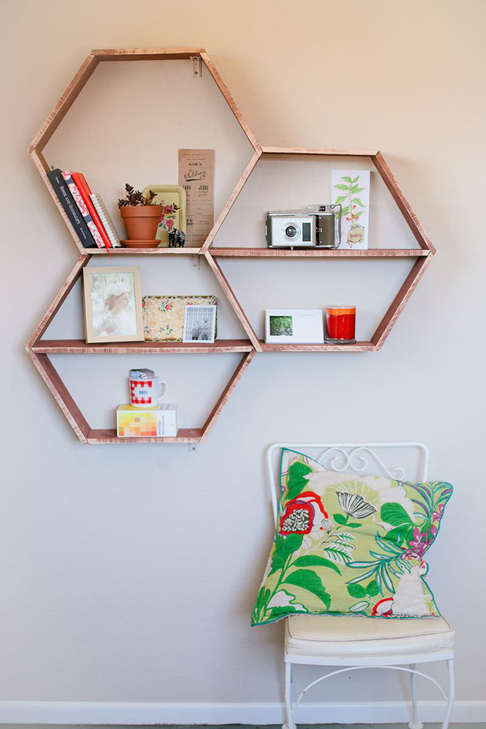 DIY Honeycomb Shelves via A Beautiful Mess