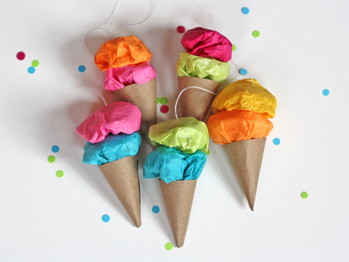 DIY Ice Cream Cone Ornaments via How About Orange