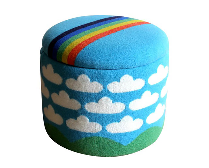 New Rainbow and Cloud Stool/Storage Box by Sally Nencini