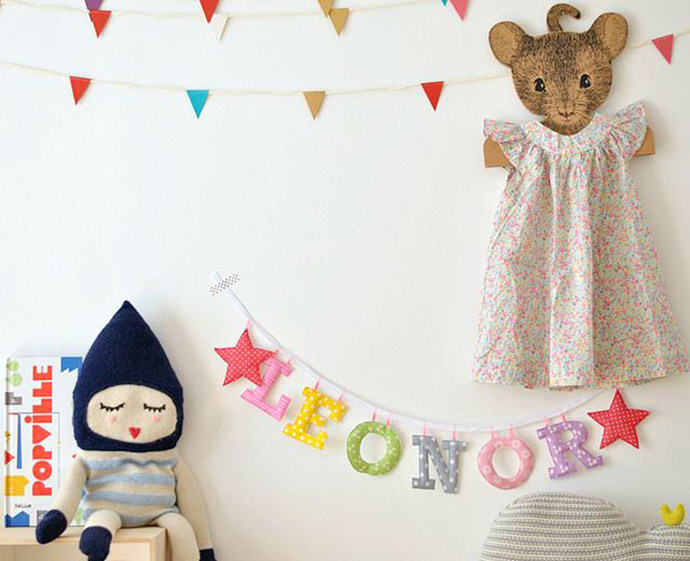 Fabric Name Garland for Kids via Paul & Paula