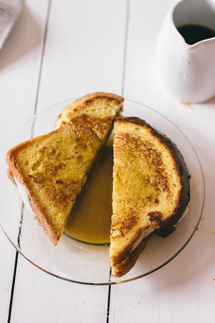 French Toast Sandwich with Peaches and Mozzarella 