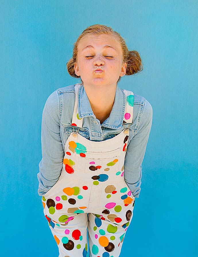DIY Polka Dot Overalls Kids Clothing Plaid FolkArt Paint