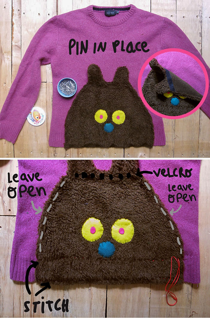 DIY Secret Fuzzy Bear Pocket