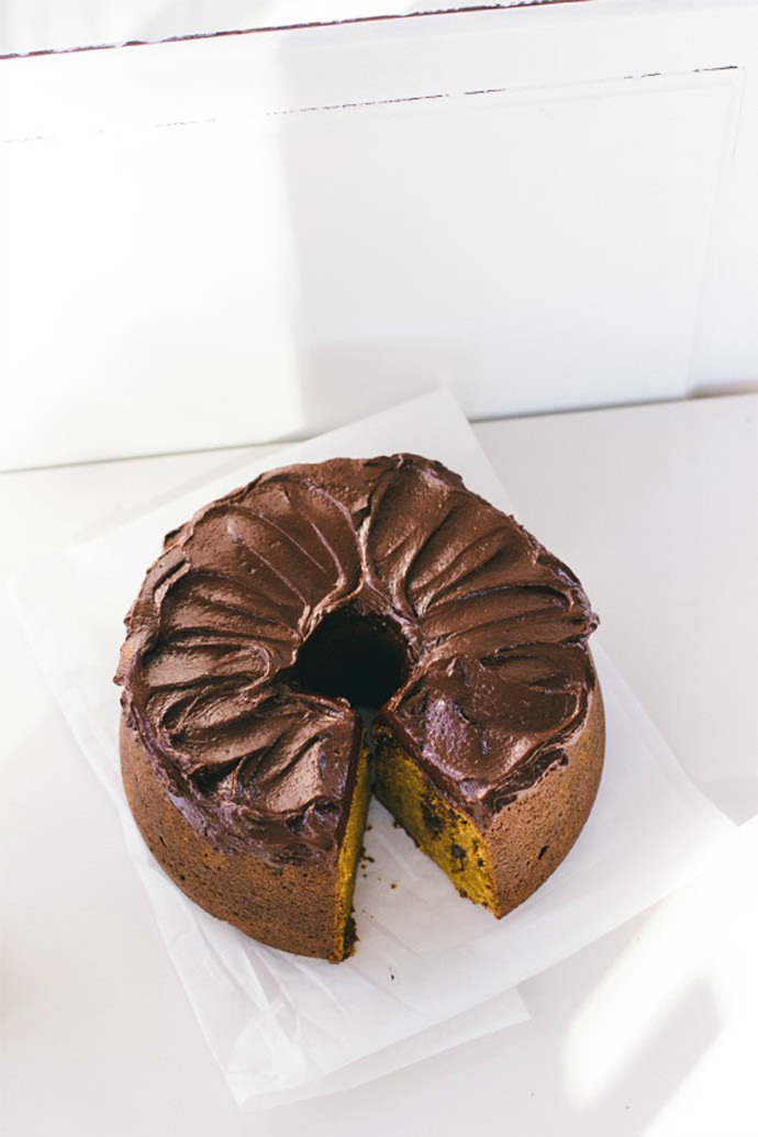 Pumpkin Pound Cake with Sour Cream Ganache