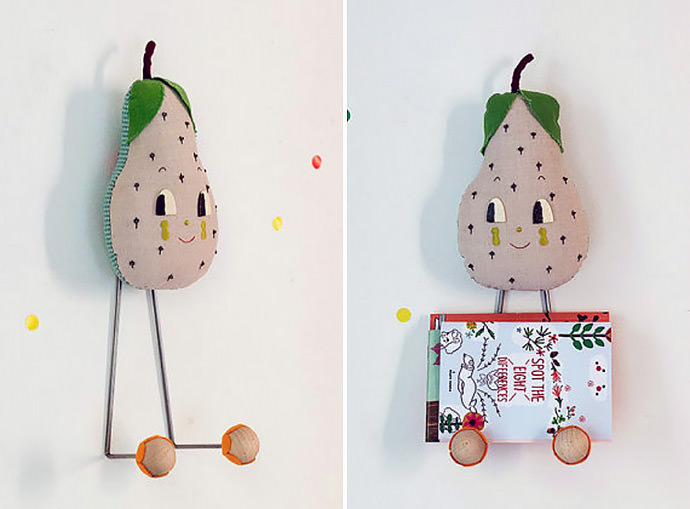 Big head happy pear wall rack from Misako Mimoko