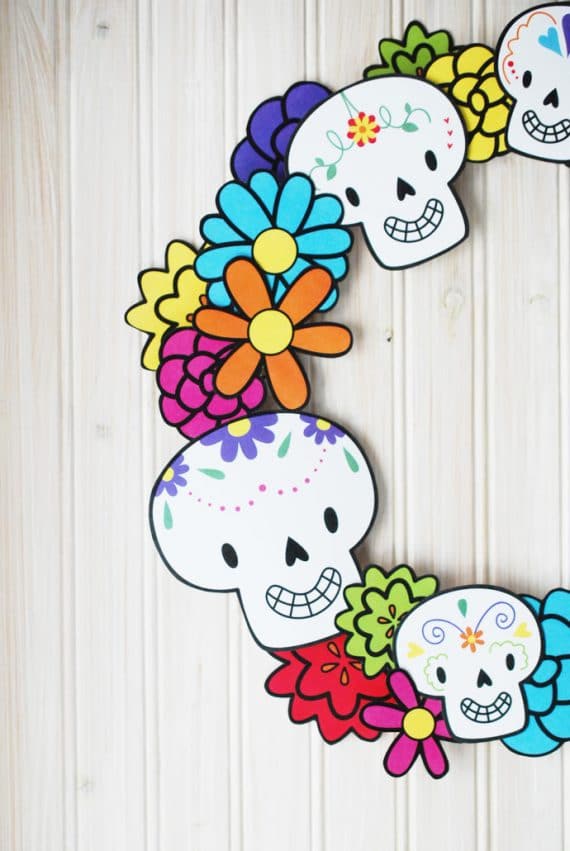 Printable Dia de los Muertos Wreath | Handmade Charlotte