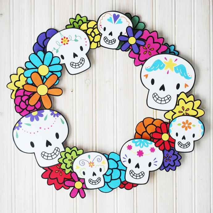 Printable Dia de los Muertos Wreath