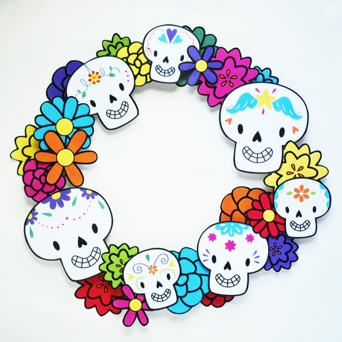 Printable Dia de los Muertos Wreath