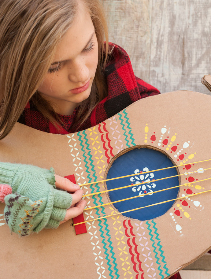 DIY Stencilled Bohemian Guitar