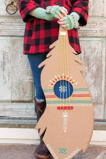 DIY Stenciled Feather Guitar