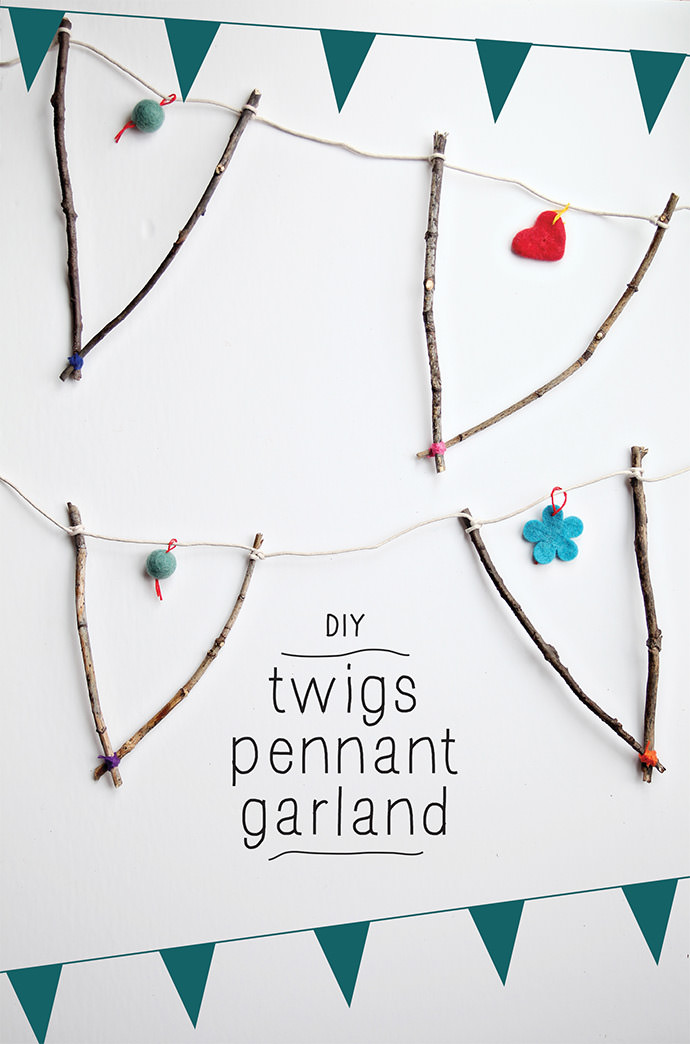 DIY Twigs Pennant Garland via Small for Big