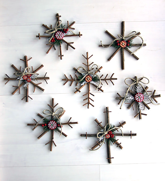 DIY Twig Snowflakes via Little Things Bring Smiles