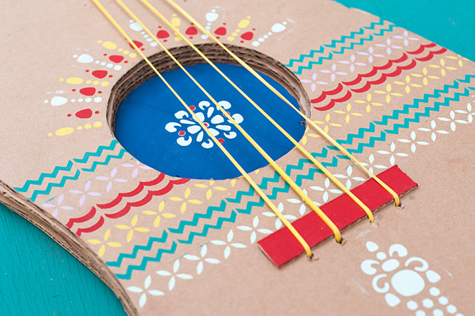 DIY Stencilled Folk Guitar