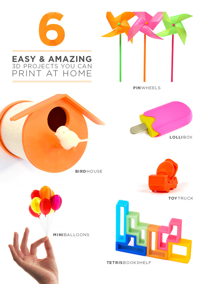 A colorful collection of fun 3D projects you can print from home