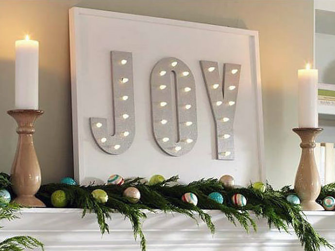 DIY Lighted Joyful Marquee for the holidays