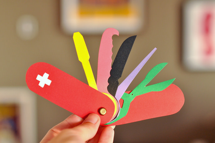 DIY Cardboard Swiss Army Pocket Knife for Kids
