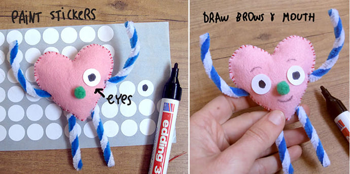 DIY Funny Face Felt Valentines