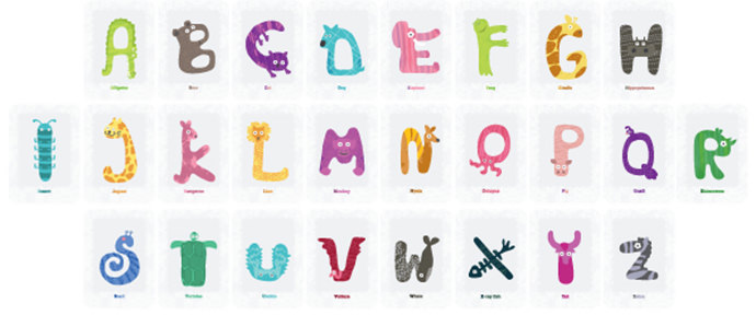 Animal Alphabet Wall Stickers for Kids Room